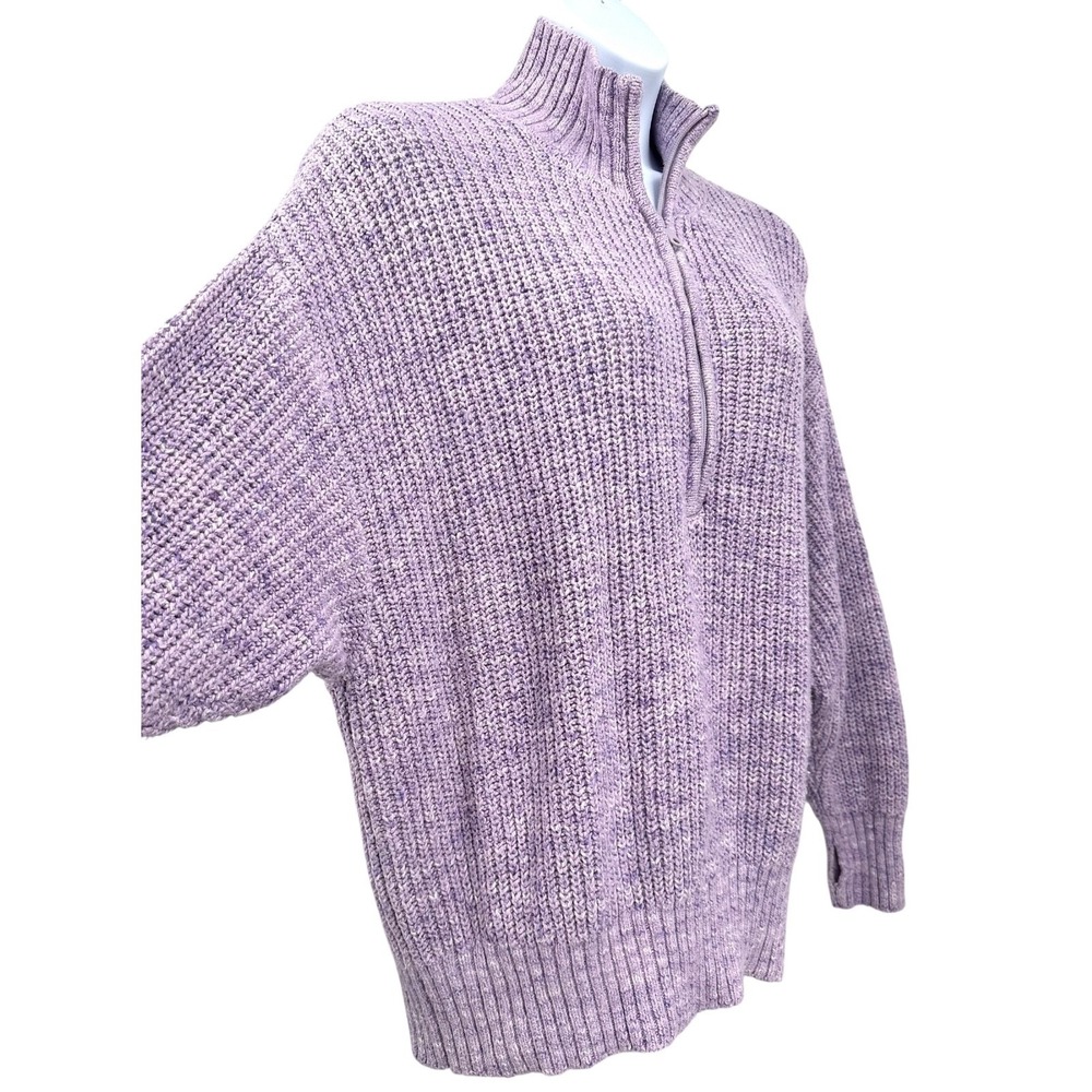 OFFLINE by AERIE Lavender Purple 1/4 Zip Mock Neck Shaker Knit Sweater Women's L